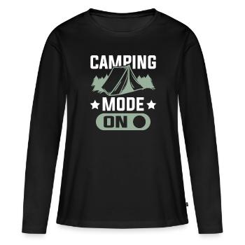 camping mode - Frauen Premium Bio Langarmshirt - Schwarz - Vorne - Julia (174cm)