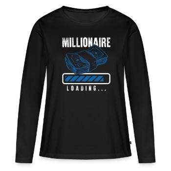 millionnaire loading - T-shirt manches longues Premium bio Femme - noir - Devant - Julia (174cm)