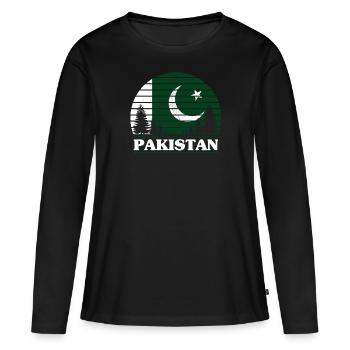 Pakistan - T-shirt manches longues Premium bio Femme - noir - Devant - Julia (174cm)