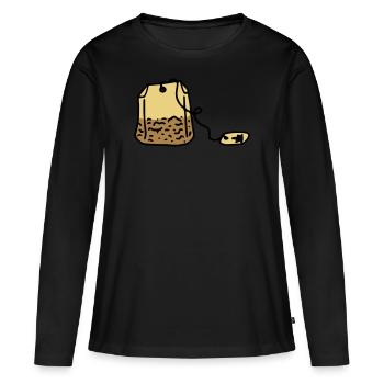 Thé Sachets de thé Buveur de thé Heure du thé - T-shirt manches longues Premium bio Femme - noir - Devant - Julia (174cm)