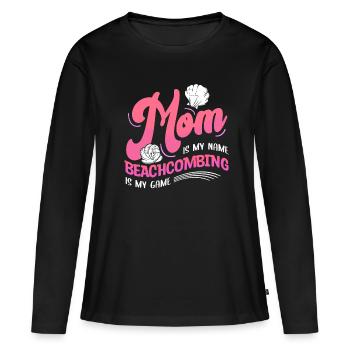 Collecte de coquillages Beachcombing Mama - T-shirt manches longues Premium bio Femme - noir - Devant - Julia (174cm)