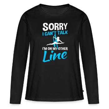 Aerialist Lustig Aerial Silks Vertikaltuch - Frauen Premium Bio Langarmshirt - Schwarz - Vorne - Julia (174cm)