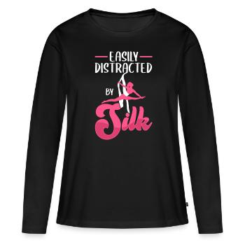 Aérien Soie Tissu Vertical Aerialist - T-shirt manches longues Premium bio Femme - noir - Devant - Julia (174cm)