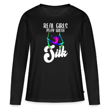 Soies aériennes Tissu vertical Aerialist - T-shirt manches longues Premium bio Femme - noir - Devant - Julia (174cm)