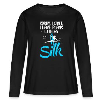 Aerial Silks Aerialist Vertical Cloth Yoga - Women's Premium Organic Long Sleeve Shirt - black - Front - Julia (174cm)