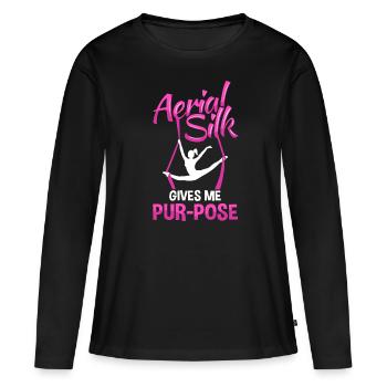 Aerial Silk Vertical Cloth Aerialist - Women's Premium Organic Long Sleeve Shirt - black - Front - Julia (174cm)