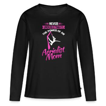 Tissu vertical Yoga Soie aérienne Mama - T-shirt manches longues Premium bio Femme - noir - Devant - Julia (174cm)