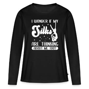 Aerial Silks Aerialist Vertical Cloth Yoga - Women's Premium Organic Long Sleeve Shirt - black - Front - Julia (174cm)