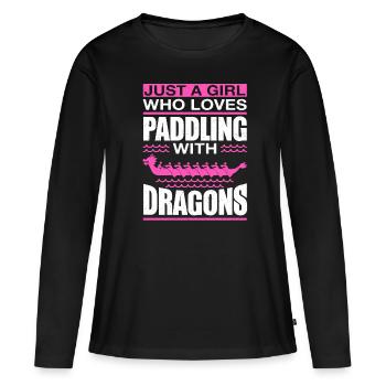 Drachenboot Girl Dragonboat Racing - Frauen Premium Bio Langarmshirt - Schwarz - Vorne - Julia (174cm)
