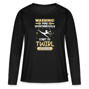 Baton Twirling Funny Majorette Rod Turning - Women's Premium Organic Long Sleeve Shirt - black - Front - Julia (174cm)