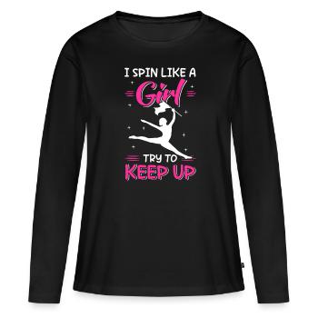 Color Guard Danse de gymnastique amusante - T-shirt manches longues Premium bio Femme - noir - Devant - Julia (174cm)