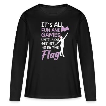 Color Guard Gymnastik Fahne Flagge - Frauen Premium Bio Langarmshirt - Schwarz - Vorne - Julia (174cm)