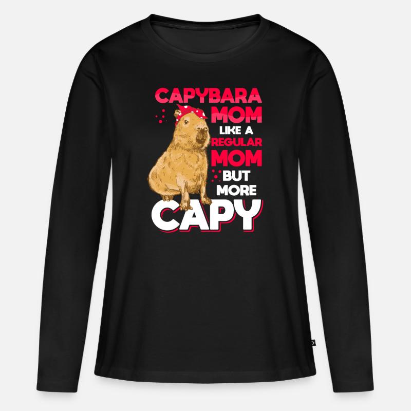 Capybara Mama Capybara Funny - Women's Premium Organic Long Sleeve Shirt - black