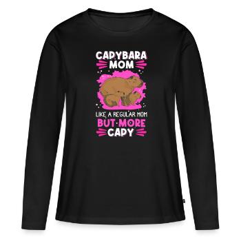Capybara Mama Rongeur Capybara Capybara - T-shirt manches longues Premium bio Femme - noir - Devant - Julia (174cm)