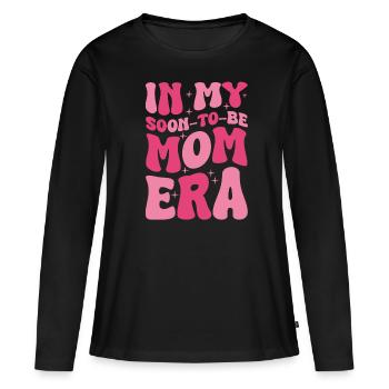 Maman Enceinte Grossesse Fille - T-shirt manches longues Premium bio Femme - noir - Devant - Julia (174cm)