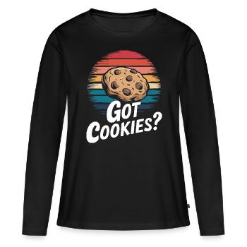 Cookies Cookie Keks Kekse Schokolade - Frauen Premium Bio Langarmshirt - Schwarz - Vorne - Julia (174cm)