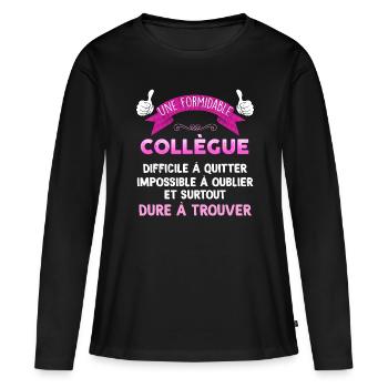 Départ meilleure collègue cadeau femme retraite - T-shirt manches longues Premium bio Femme - noir - Devant - Julia (174cm)