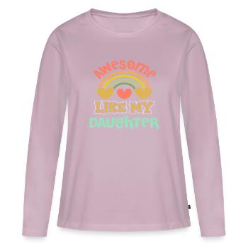 Fête des Pères - T-shirt manches longues Premium bio Femme - rose poudré - Devant - Julia (174cm)