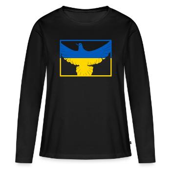 Colombe de la paix Ukraine Guerre Paix - T-shirt manches longues Premium bio Femme - noir - Devant - Julia (174cm)