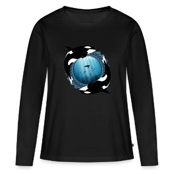 Orques orques - T-shirt manches longues Premium bio Femme - noir - Devant - Julia (174cm)