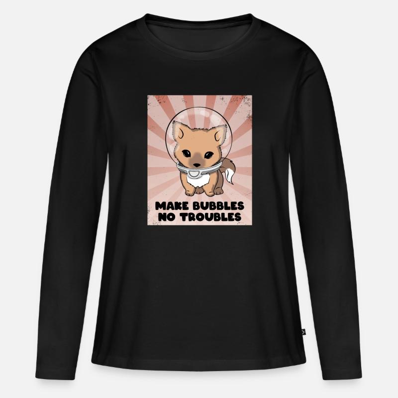 Make Bubbles No Troubles - Frauen Premium Bio Langarmshirt - Schwarz
