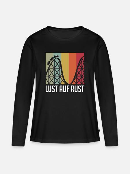 Lust auf Rust vintage retro Achterbahn Motiv - Frauen Premium Bio Langarmshirt - Schwarz