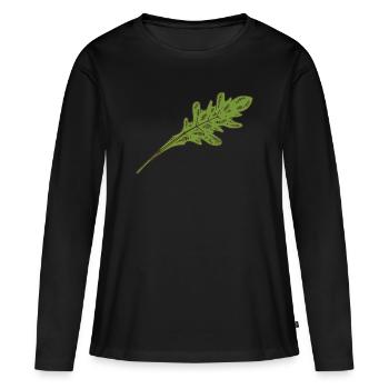 Salade de roquette Feuille de salade - T-shirt manches longues Premium bio Femme - noir - Devant - Julia (174cm)