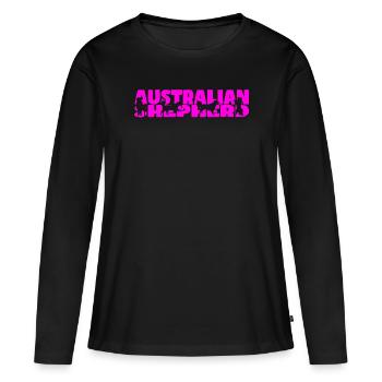 Australian Shepherd AUTOAUFKLEBER pink - Frauen Premium Bio Langarmshirt - Schwarz - Vorne - Julia (174cm)