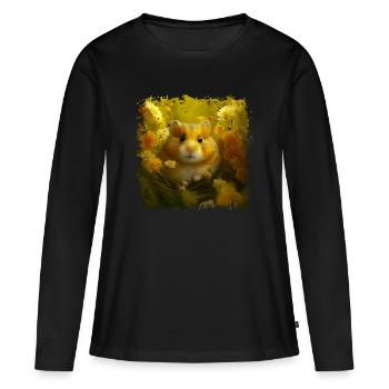 Europäische Hamster leben in weiten Teilen Europas - Frauen Premium Bio Langarmshirt - Schwarz - Vorne - Julia (174cm)