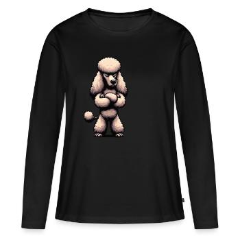 Caniche Caniche Propriétaire Caniche Amoureux Caniche Chien - T-shirt manches longues Premium bio Femme - noir - Devant - Julia (174cm)