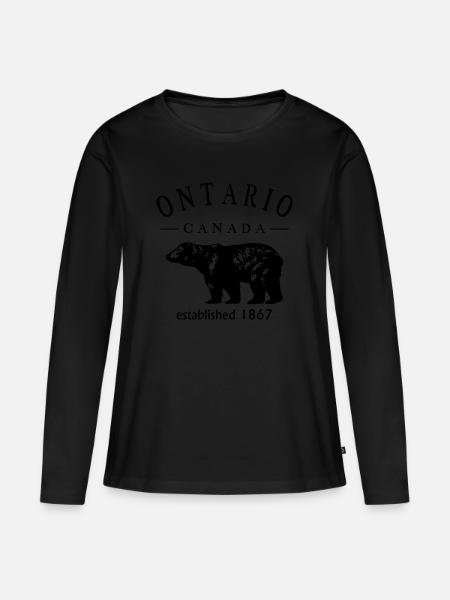 Ontario - Frauen Premium Bio Langarmshirt - Schwarz