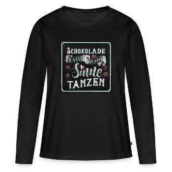 Schokolade - Frauen Premium Bio Langarmshirt - Schwarz - Vorne - Julia (174cm)