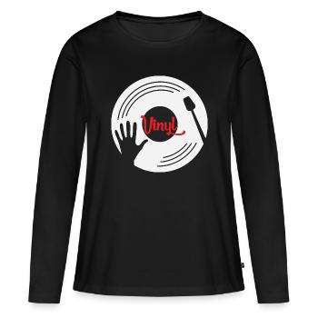 Plaque de coffrage Vinyle Plattenspieler Dj Retro Cadeau - T-shirt manches longues Premium bio Femme - noir - Devant - Julia (174cm)