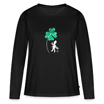 *BAM* be_lucky - T-shirt manches longues Premium bio Femme - noir - Devant - Julia (174cm)