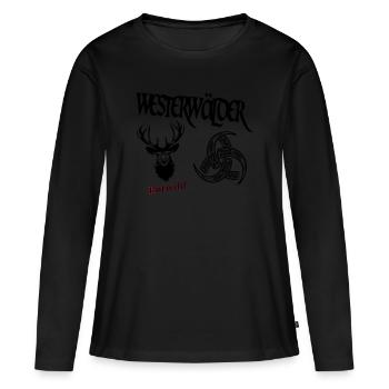 Westerwälder Rotwild - Frauen Premium Bio Langarmshirt - Schwarz - Vorne - Julia (174cm)