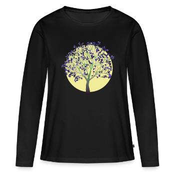 Baum, lila - Frauen Premium Bio Langarmshirt - Schwarz - Vorne - Julia (174cm)