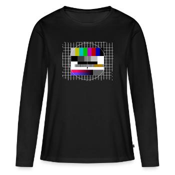 Modèle d’essai TV Télévision Freeze Frame Retro Vintage - T-shirt manches longues Premium bio Femme - noir - Devant - Julia (174cm)