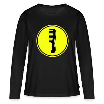 Icône de coiffeur peigne - T-shirt manches longues Premium bio Femme - noir - Devant - Julia (174cm)