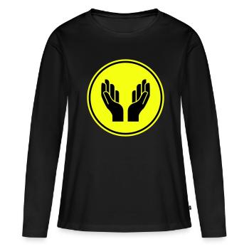 Icône de prière des mains - T-shirt manches longues Premium bio Femme - noir - Devant - Julia (174cm)