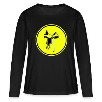 Icône de selle - T-shirt manches longues Premium bio Femme - noir - Devant - Julia (174cm)