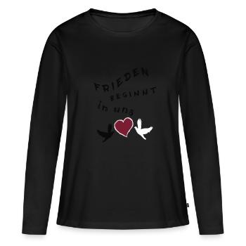 Frieden beginnt in uns - Frauen Premium Bio Langarmshirt - Schwarz - Vorne - Julia (174cm)