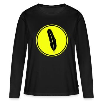 Symbole de plume - T-shirt manches longues Premium bio Femme - noir - Devant - Julia (174cm)
