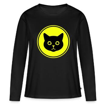 Tête de chat - T-shirt manches longues Premium bio Femme - noir - Devant - Julia (174cm)