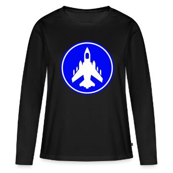 Symbole de jet d’avion - T-shirt manches longues Premium bio Femme - noir - Devant - Julia (174cm)