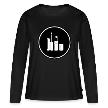 Make Up Kosmetik Icon - Frauen Premium Bio Langarmshirt - Schwarz - Vorne - Julia (174cm)