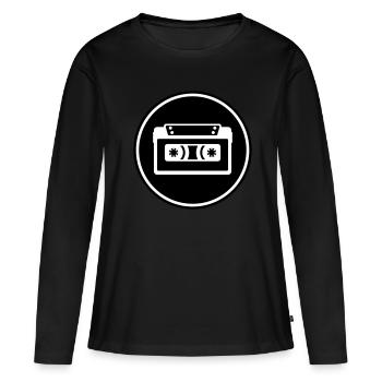 Kassette Tape Symbol - Frauen Premium Bio Langarmshirt - Schwarz - Vorne - Julia (174cm)