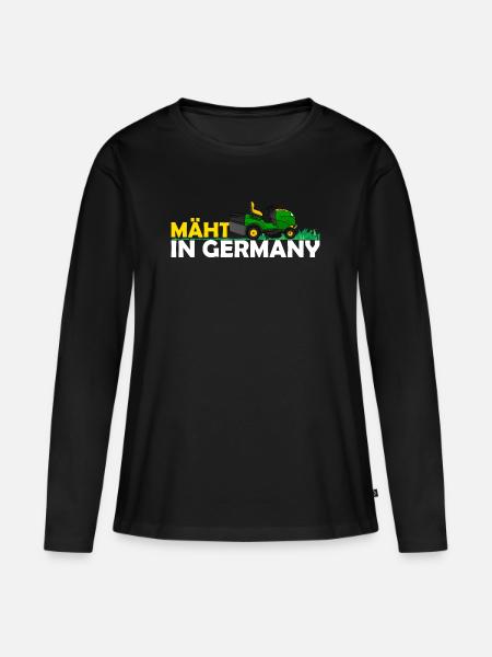 Mäht in Germany Sitz Rasenmäher Hobbygärtner - Frauen Premium Bio Langarmshirt - Schwarz