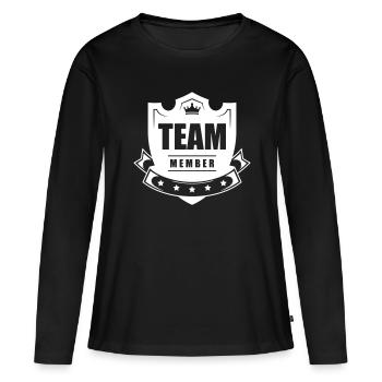 Membre de l’équipe - T-shirt manches longues Premium bio Femme - noir - Devant - Julia (174cm)