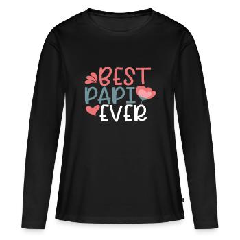 Père Père Père - T-shirt manches longues Premium bio Femme - noir - Devant - Julia (174cm)