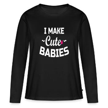 Fête des pères papa papa papa papa - T-shirt manches longues Premium bio Femme - noir - Devant - Julia (174cm)
